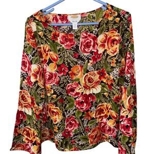 Talbots women’s pure silk floral long sleeve blouse (size 14)